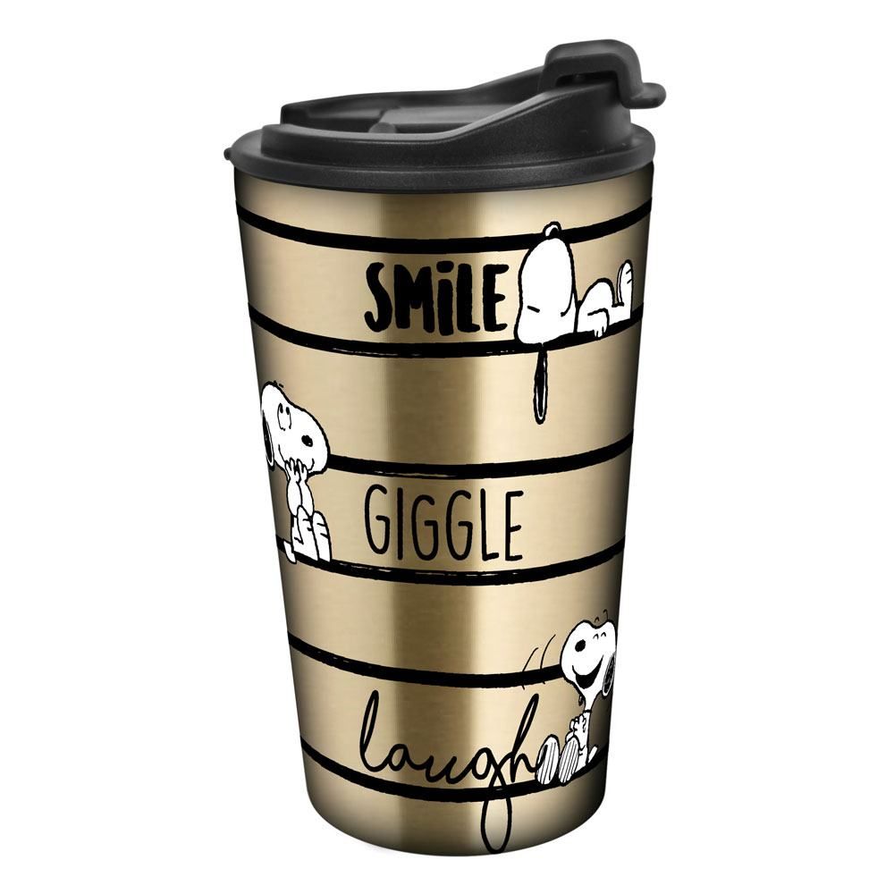Peanuts Travel Mug Smile Giggle Laugh Geda Labels