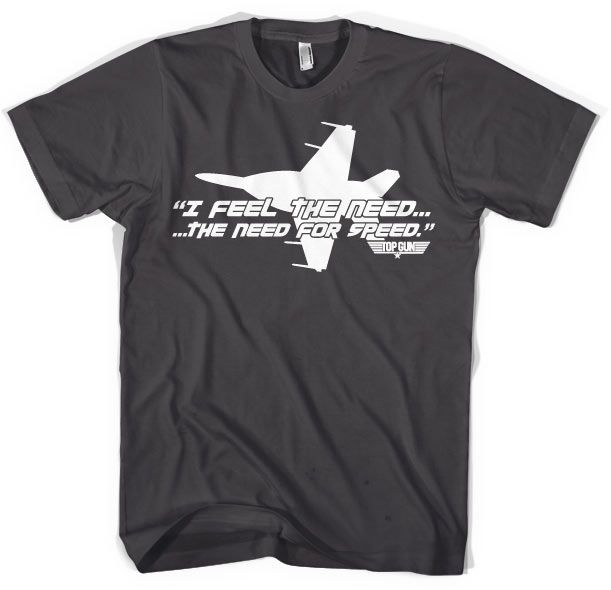 Top Gun Printed t-shirt I Feel The Need For Speed Licenced