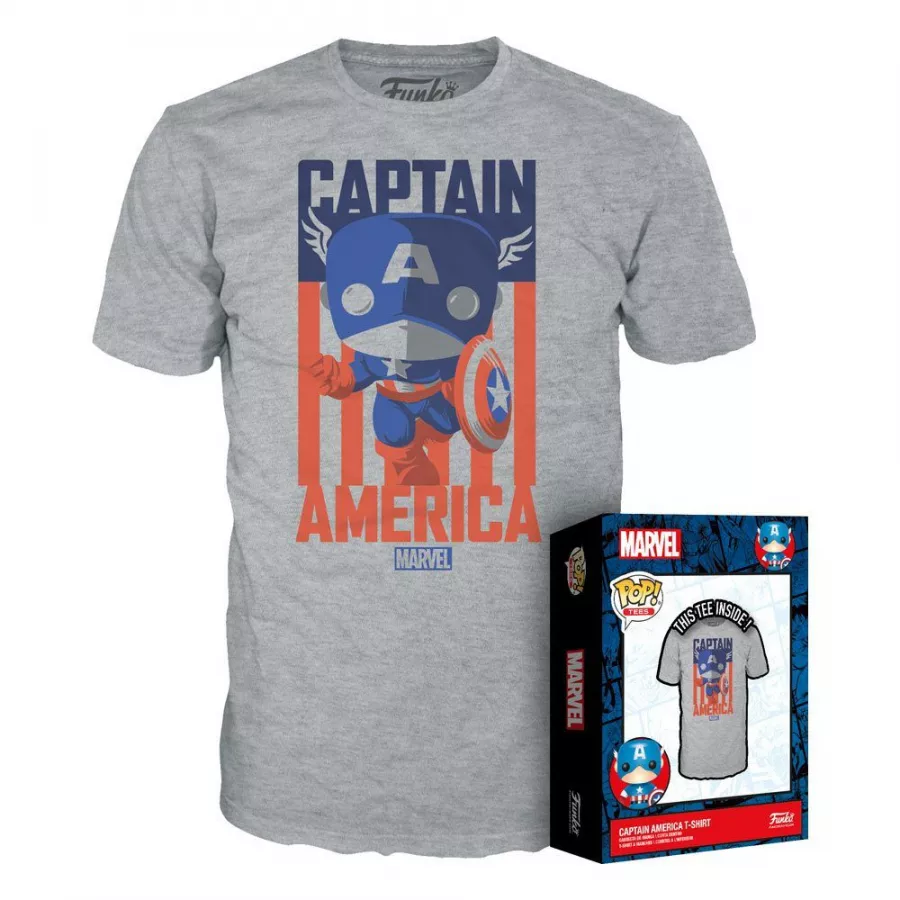 Marvel POP! Tees T-Shirt Captain America Size S Funko
