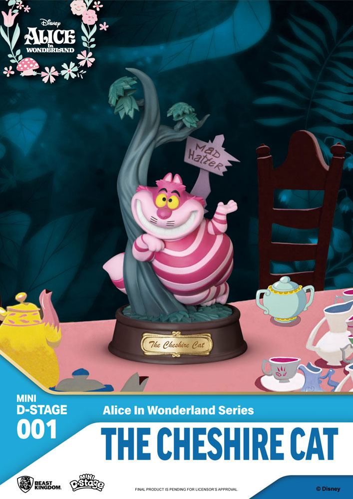Alice in Wonderland Mini Diorama Stage PVC Statue The Cheshire Cat 10 cm Beast Kingdom Toys