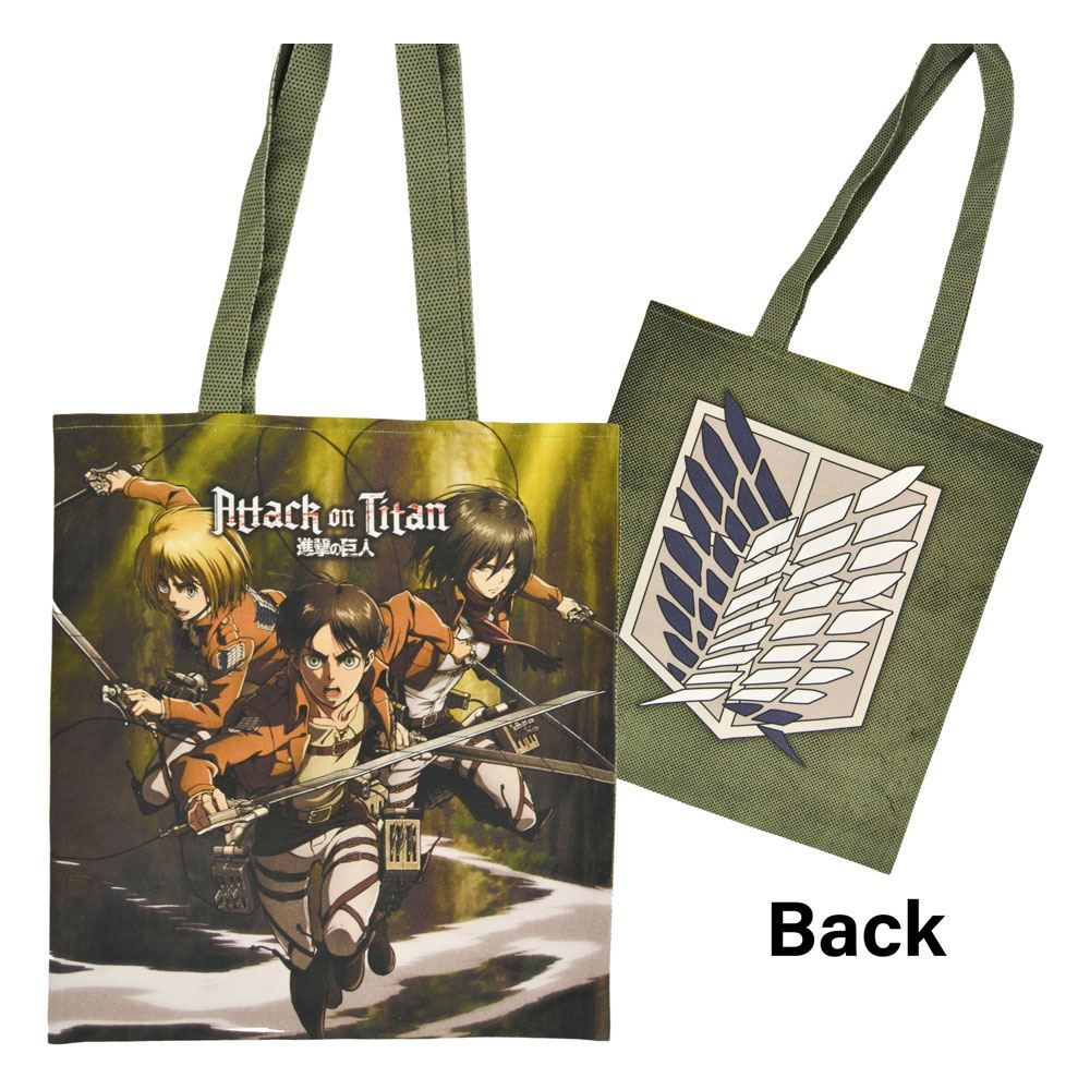 Attack on Titan Tote Bag Eren, Mikasa & Armin POPbuddies