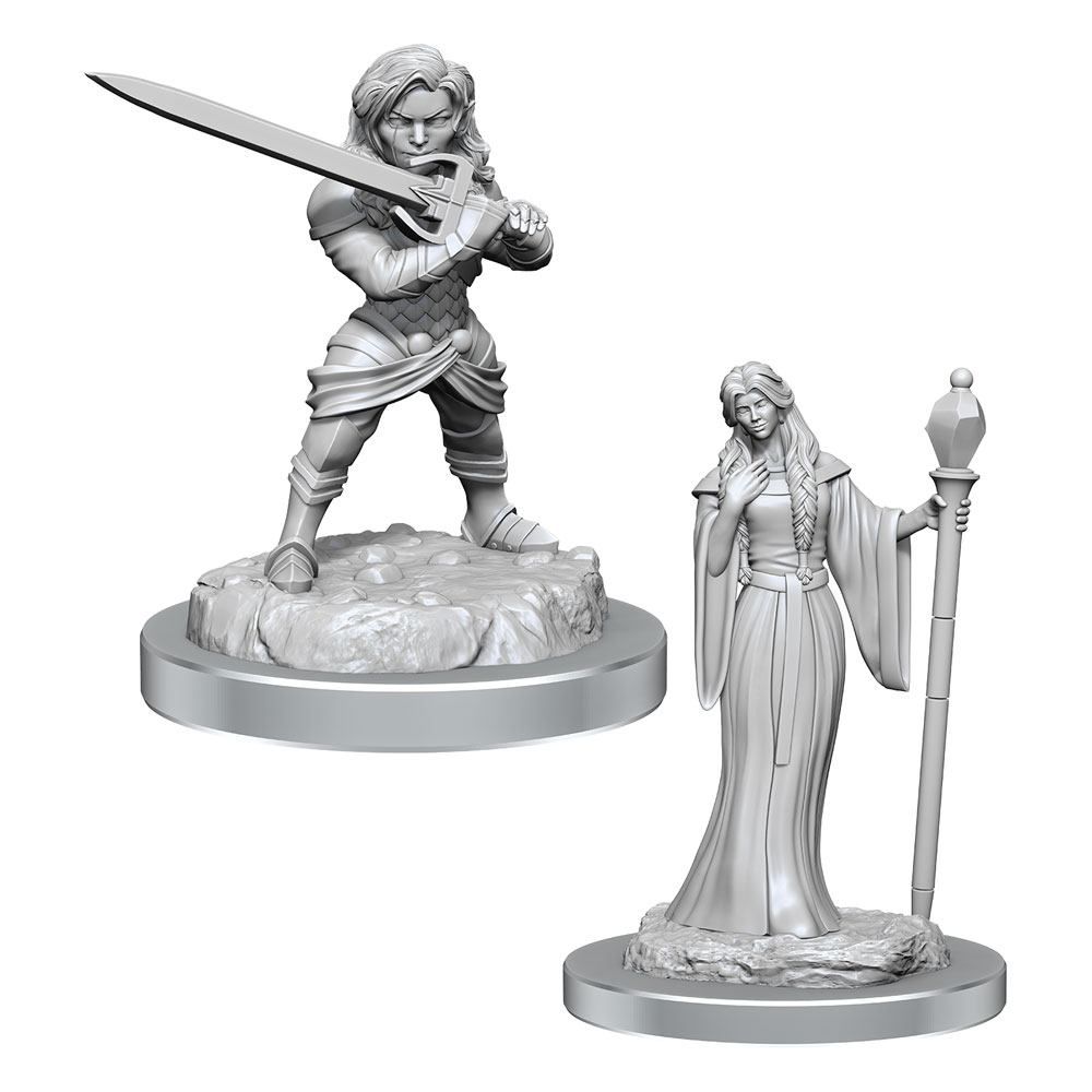 Critical Role Unpainted Miniatures Human Wizard Female & Halfling Holy Warrior Female Assortment (2) Wizkids