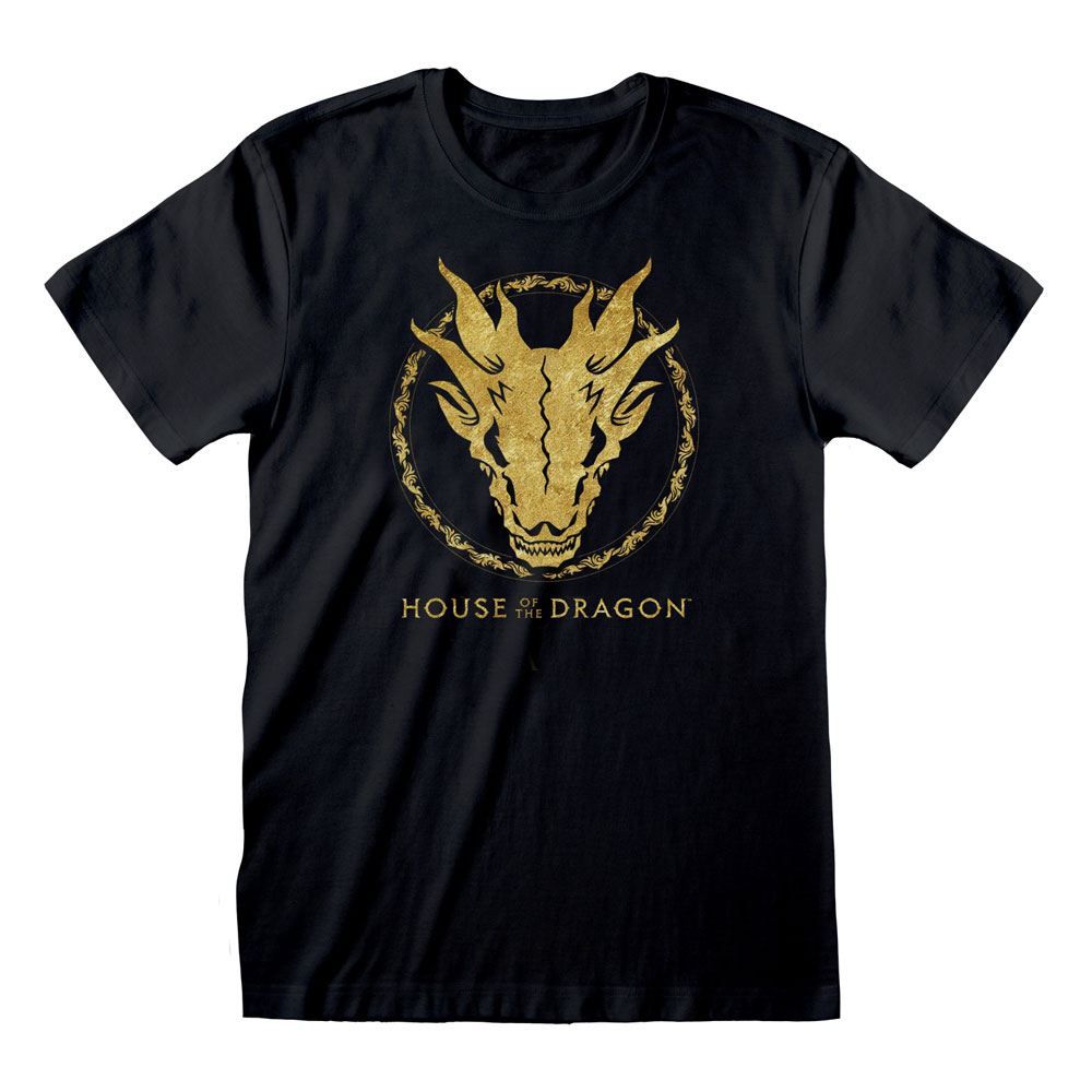 House of the Dragon T-Shirt Gold Ink Skull Size M Heroes Inc