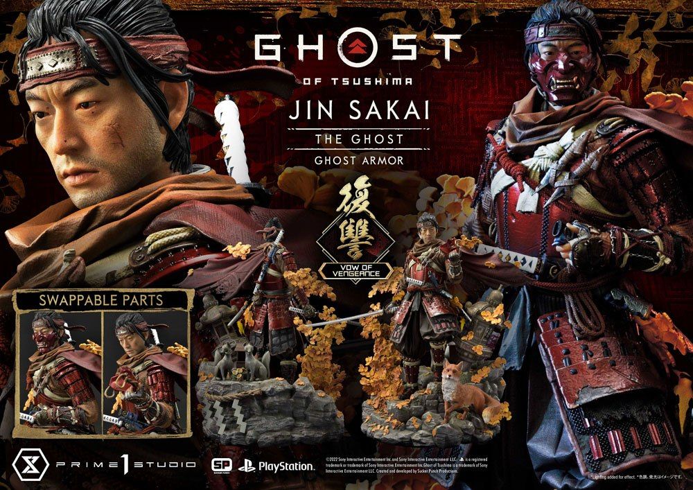 Ghost of Tsushima Statue 1/4 Jin Sakai, The Ghost Vow of Vengeance Ghost Armor 58 cm Prime 1 Studio