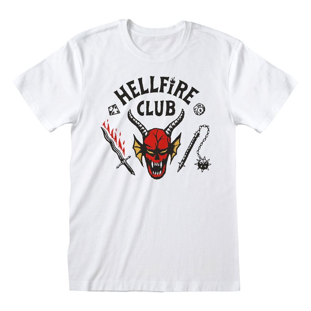 Stranger Things T-Shirt Hellfire Club Logo White Size S Heroes Inc