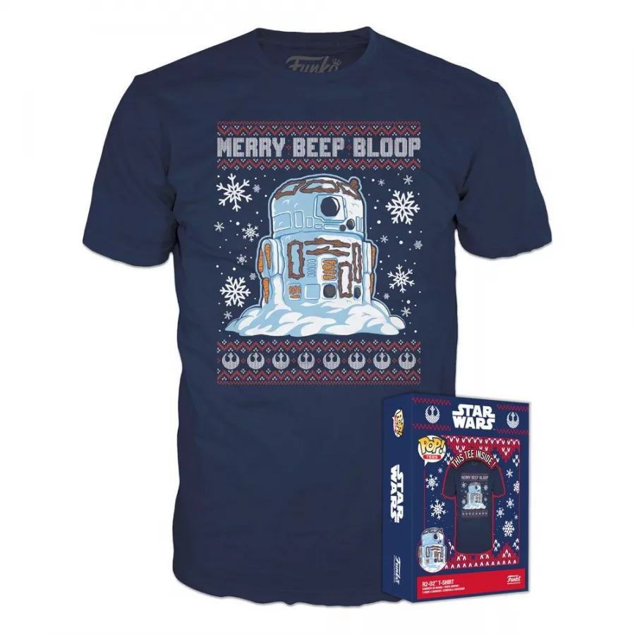 Star Wars Holiday POP! Tees T-Shirt R2-D2 Snowman Size M Funko
