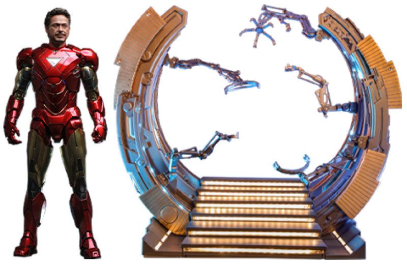 Marvel's The Avengers Movie Masterpiece Diecast Action Figure 1/6 Iron Man Mark VI (2.0) with Suit-Up Gantry 32 cm Hot Toys