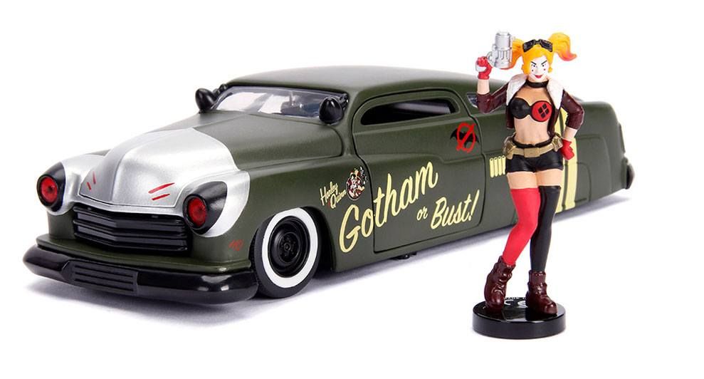 DC Bombshells Diecast Model Hollywood Rides 1/24 1951 Mercury with Harley Quinn Figure Jada Toys