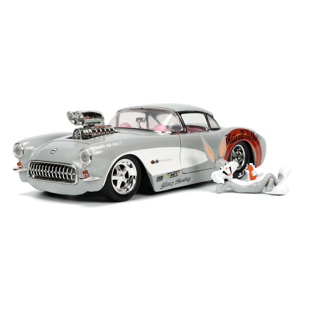 Looney Tunes Hollywood Rides Diecast Model 1/24 1957 Chevrolet Corvette with Bugs Bunny Figur Jada Toys