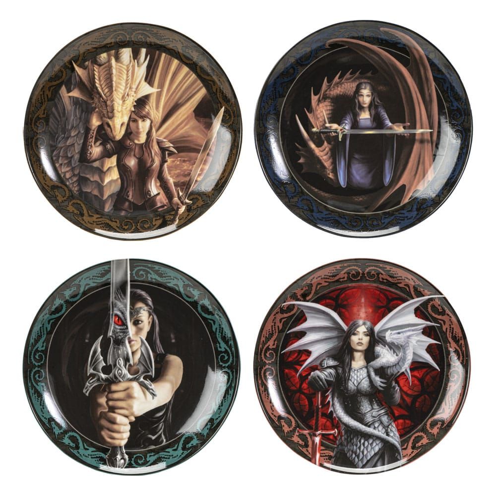 Anne Stokes Plates 4-Pack Warrior Maidens Pacific Trading