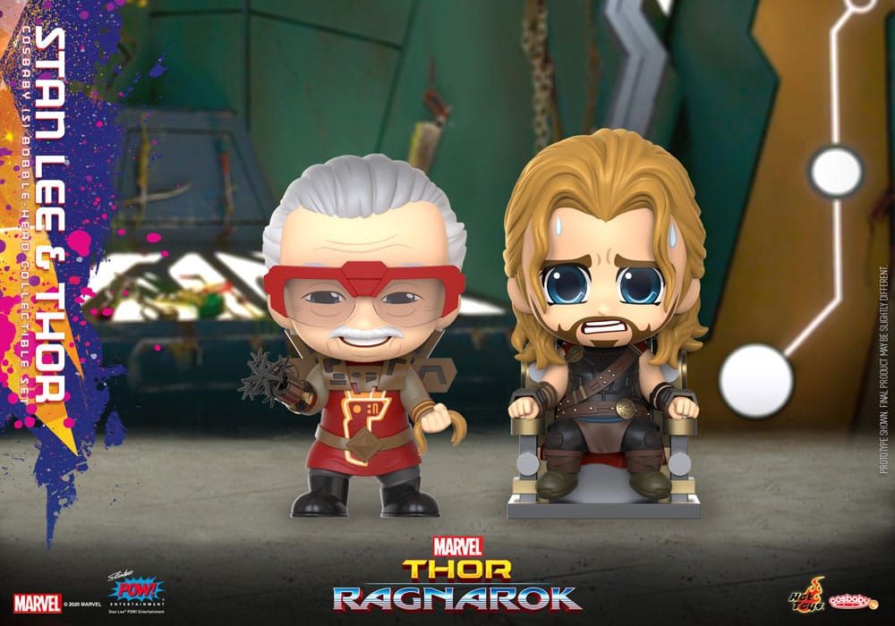 Thor: Ragnarok Cosbaby (S) Mini Figures Stan Lee & Thor 10 cm Hot Toys