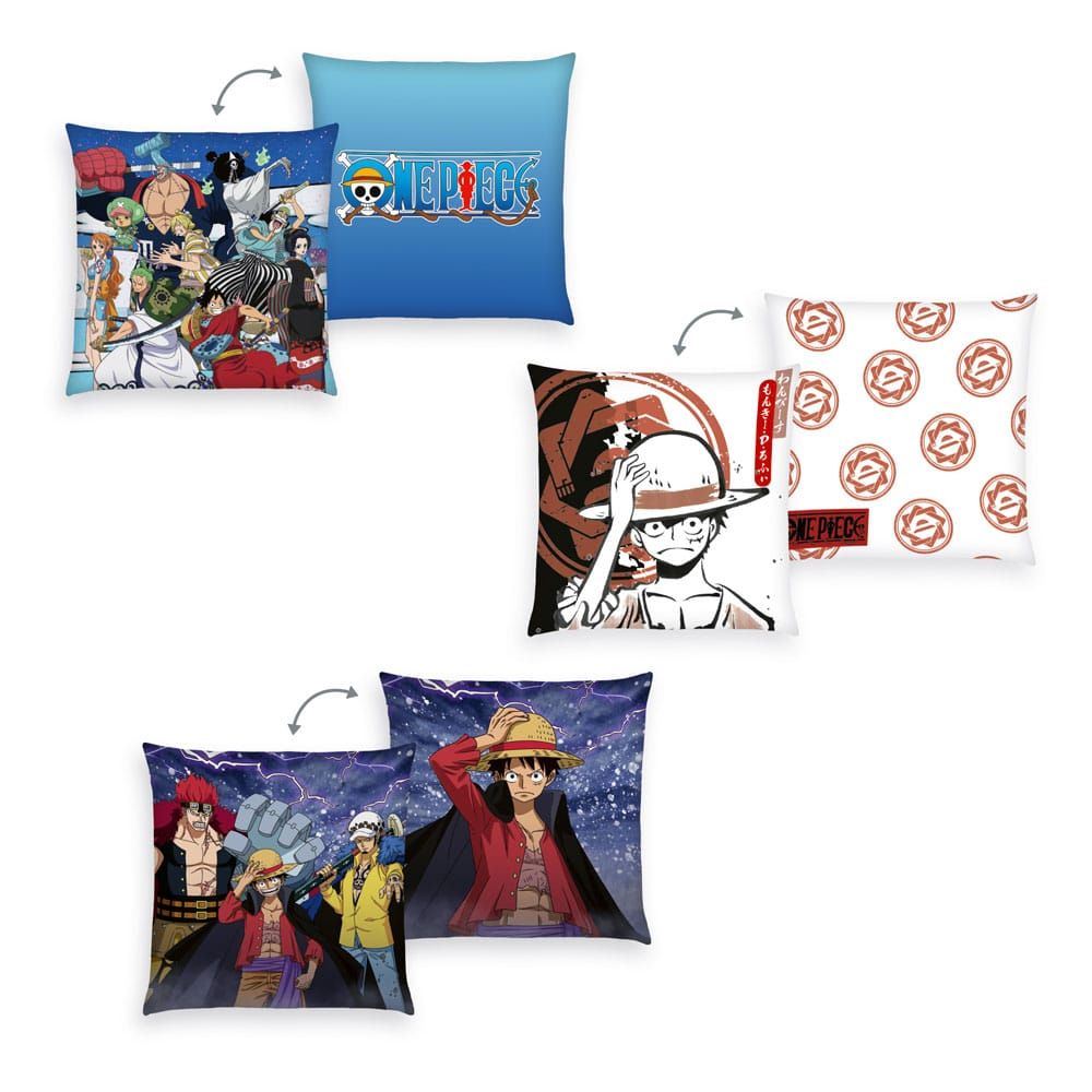 One Piece Pillows 3-Pack Monkey D. Luffy 40 x 40 cm Herding