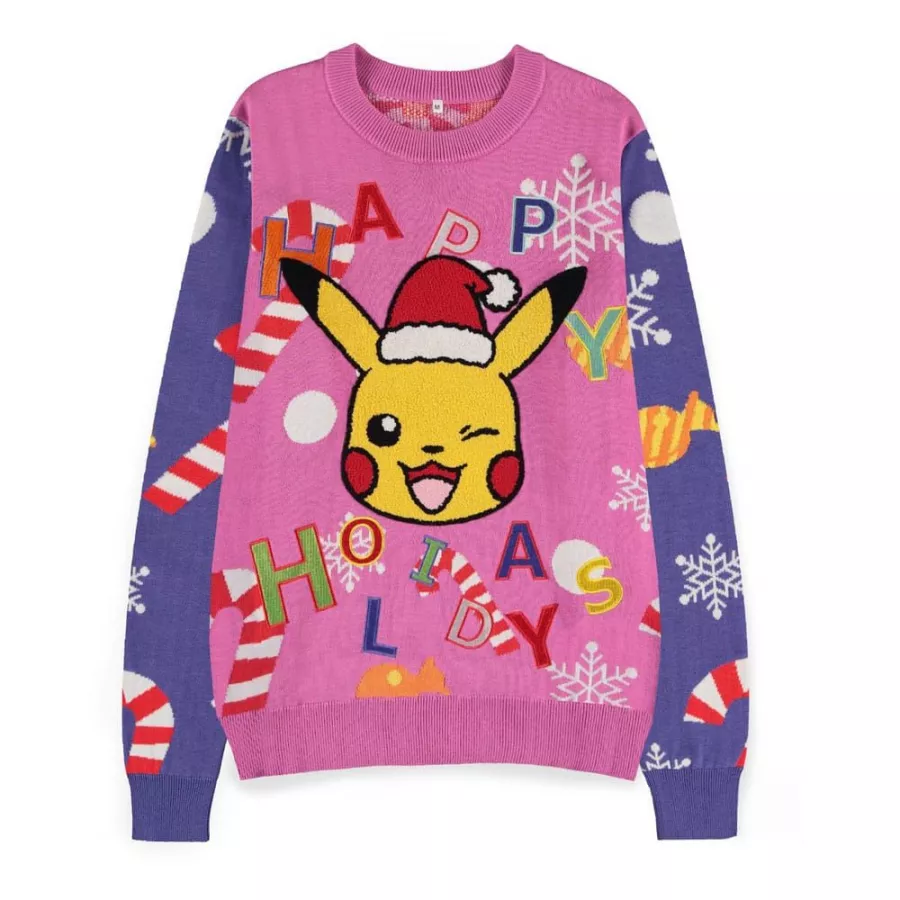 Pokemon Sweatshirt Christmas Jumper Pikachu Patched Size XL Difuzed