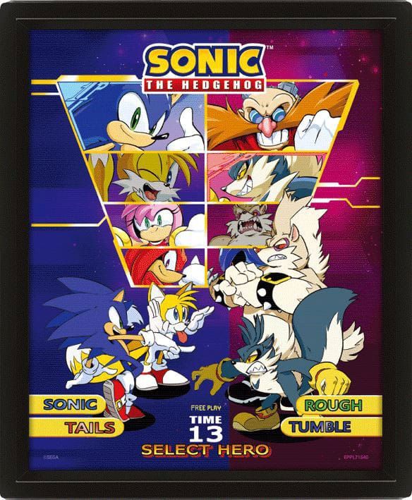 Sonic The Hedgehog 3D Lenticular Framed Poster Select Your Fighter 26 x 20 cm Pyramid International