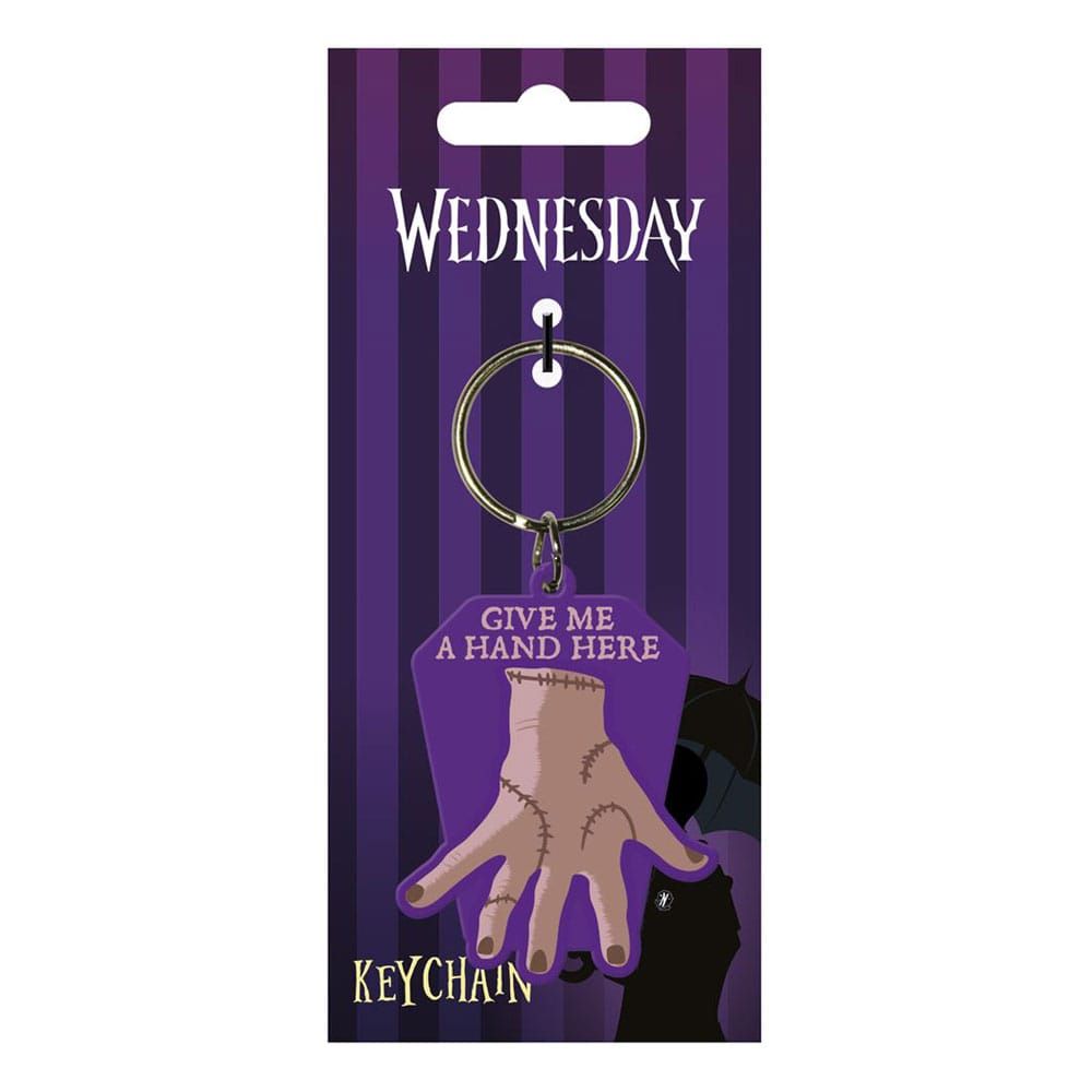 Wednesday Rubber Keychain Give Me A Hand Pyramid International