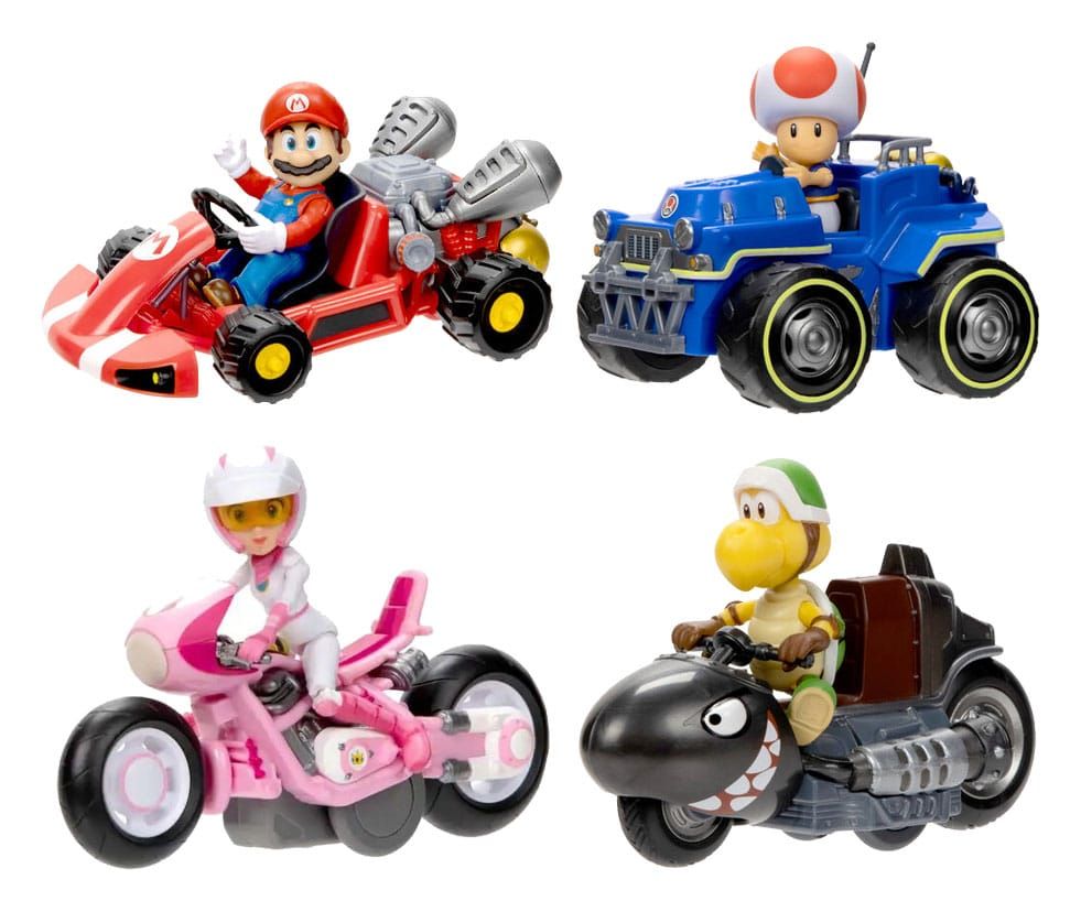 The Super Mario Bros. Movie Mini Figures with Karts 6 cm Assortment (6) Jakks Pacific