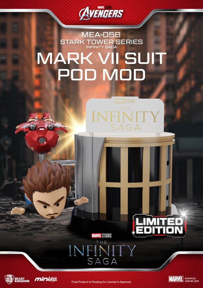 Marvel Mini Egg Attack Figures The Infinity Saga Stark Tower series Tony Stark & Mark VII suit pod mod 12 cm Beast Kingdom Toys