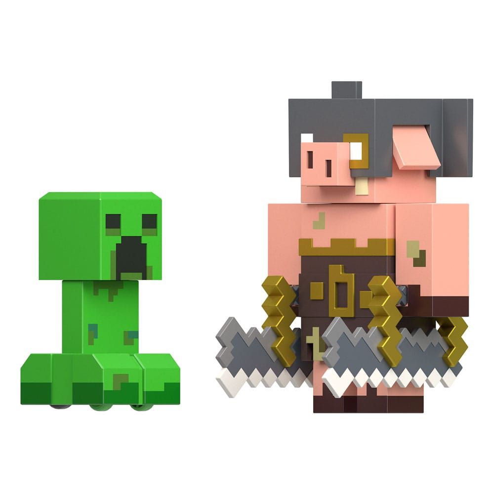 Minecraft Legends Action Figure 2-Pack Creeper vs Piglin Bruiser 8 cm Mattel