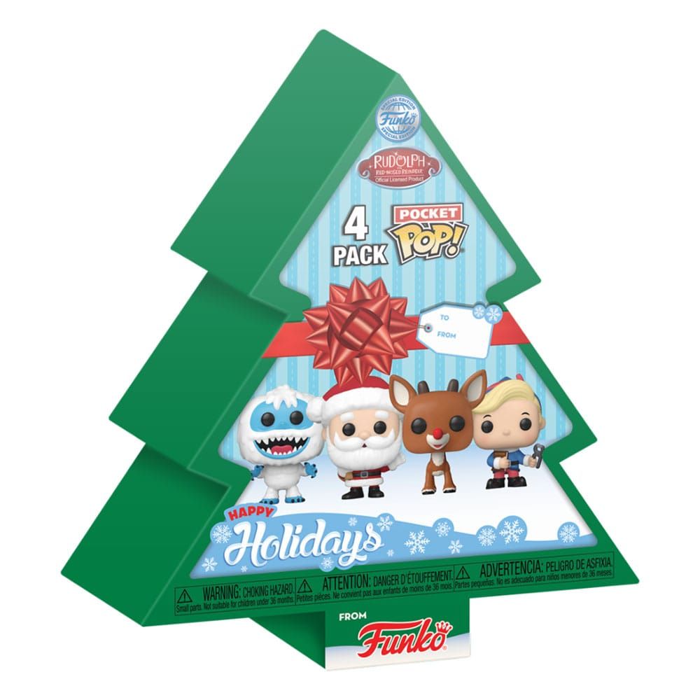 Rudolph the Red-Nosed Reindeer Pocket POP! Vinyl Figure 4-Pack Tree Holiday 4 cm Funko