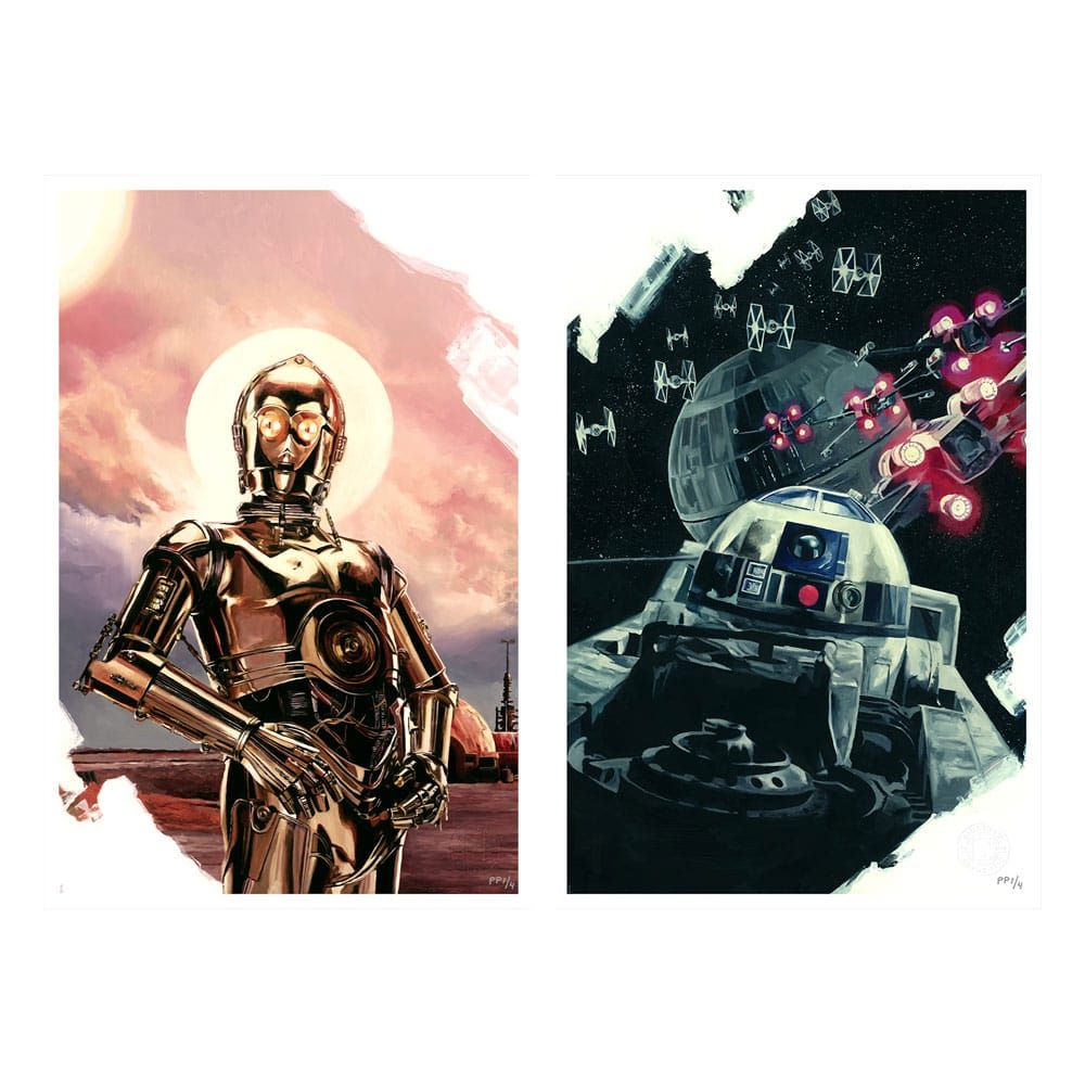 Star Wars Episode IV Set of 2 Art Prints C-3PO & R2-D2 30 x 46 cm - unframed Sideshow Collectibles