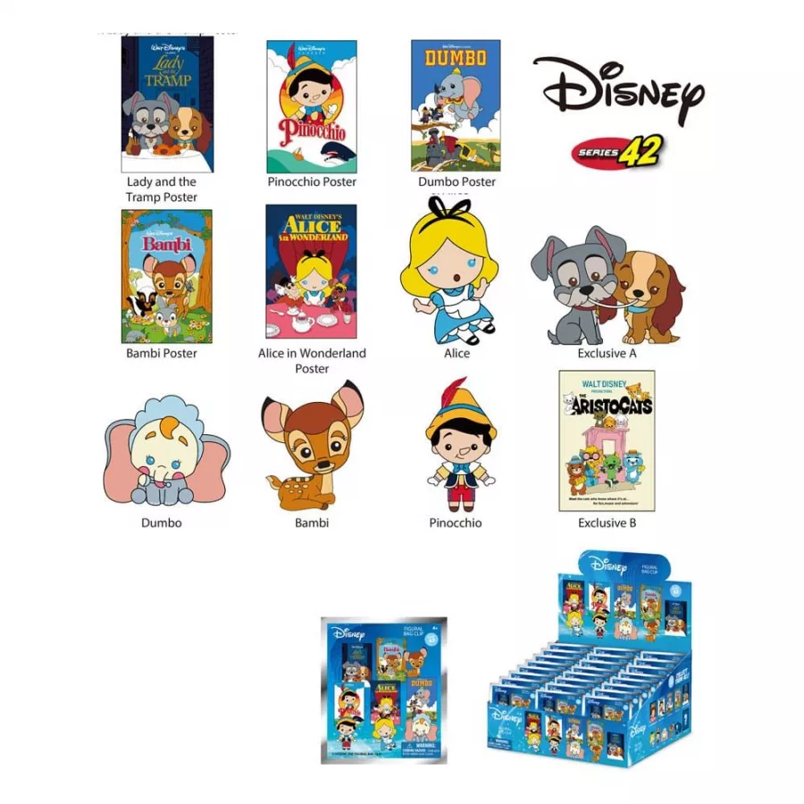 Disney PVC Bag Clips Classic Collection Series 42 Display (24) Monogram Int.