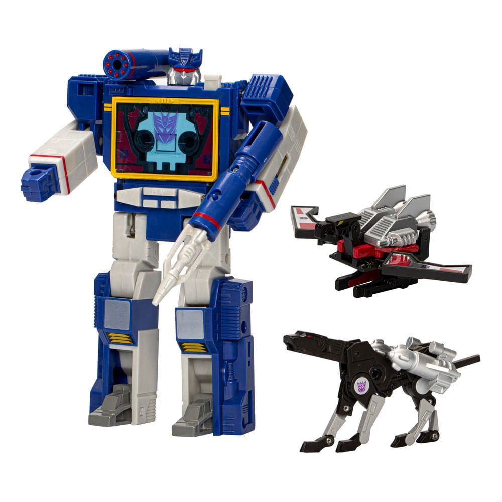 The Transformers Retro G1 Action Figure Decepticon Communicator Soundwave with Laserbeak & Ravage 18 cm Hasbro