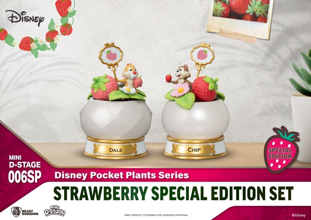 Disney Mini Diorama Stage Statues Pocket Plants Series Strawberry Special Edition Set 12 cm Beast Kingdom Toys