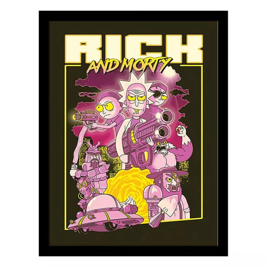 Rick and Morty Collector Print Framed Poster 80s Action Movie Pyramid International