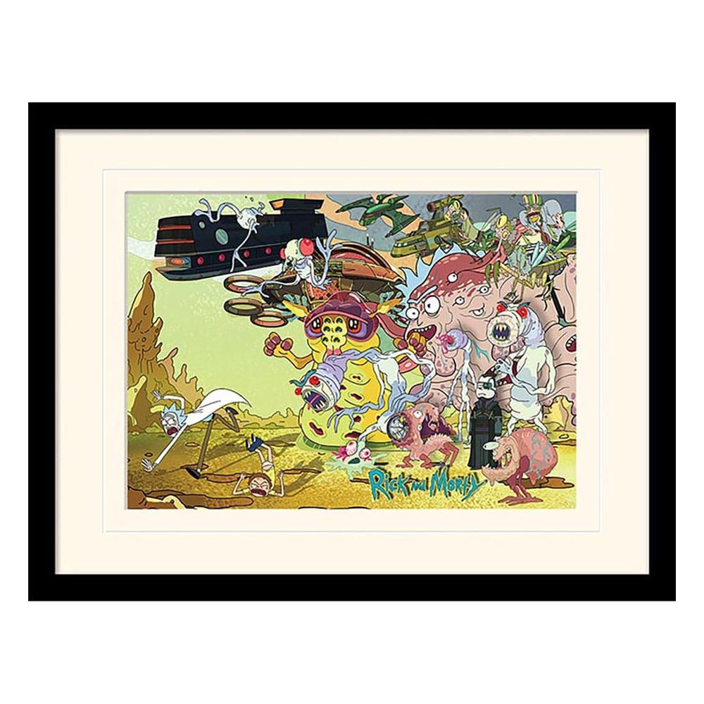 Rick and Morty Collector Print Framed Poster Creature Barrage (white background) Pyramid International