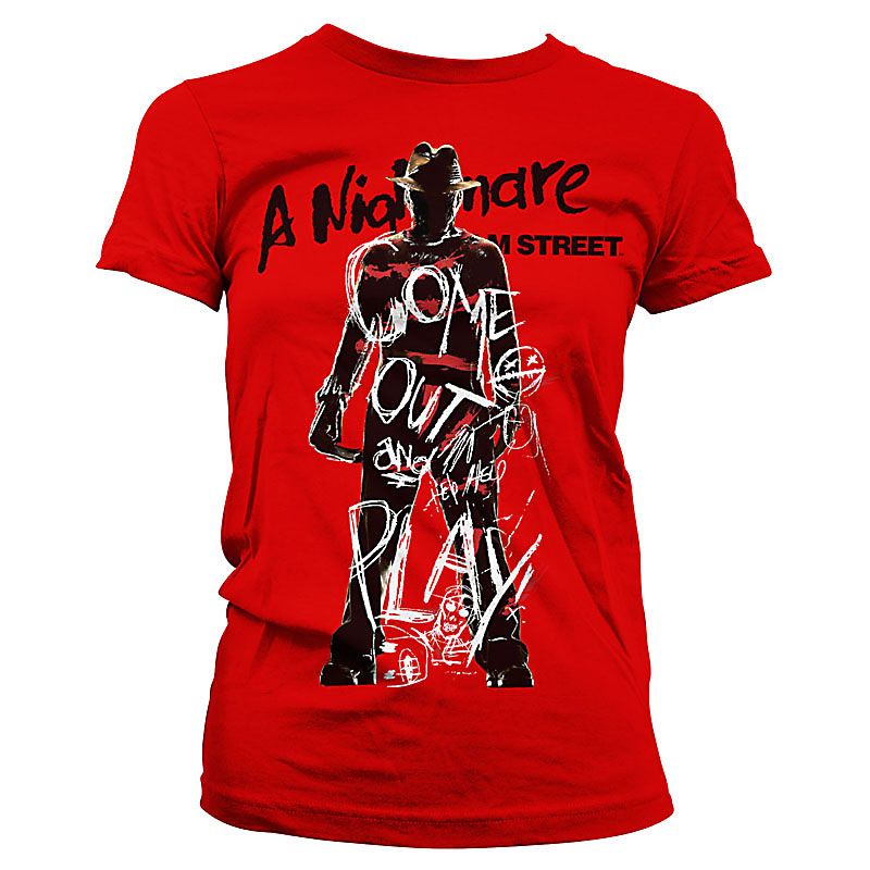 Nightmare On Elm Street printed girly Tee Come Out And Play Licenced