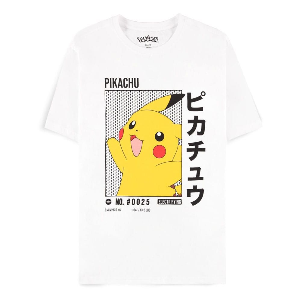 Pokemon T-Shirt White Pikachu Size L Difuzed