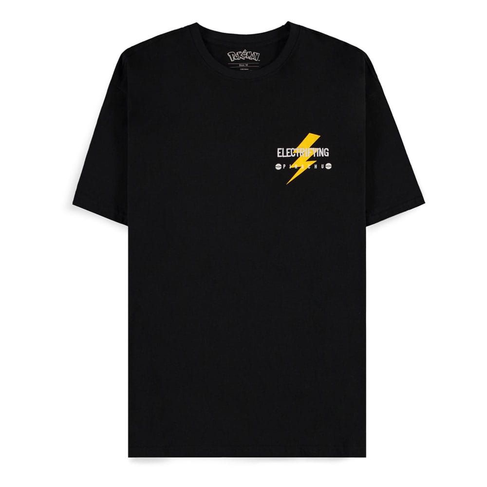 Pokemon T-Shirt Black Pikachu Electrifying Line-art Size M Difuzed