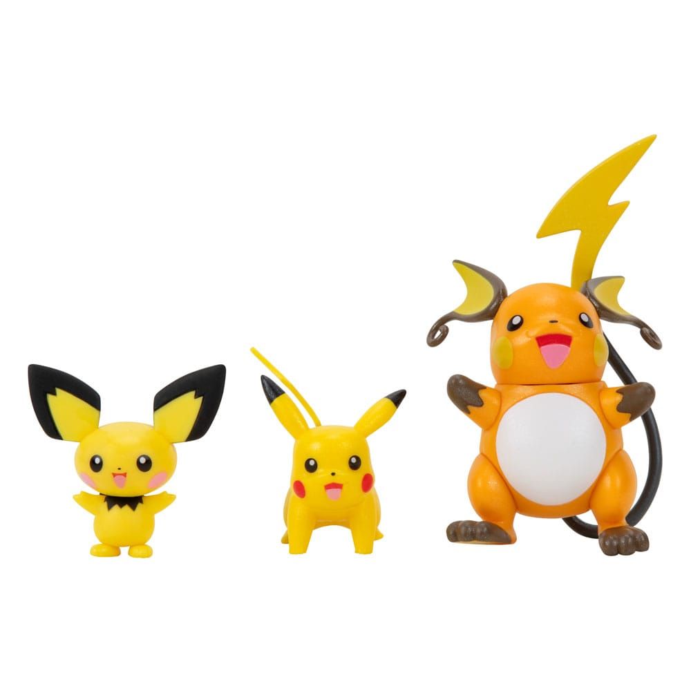 Pokémon Select Action Figures 3-Pack Evolution Pichu, Pikachu, Raichu Jazwares