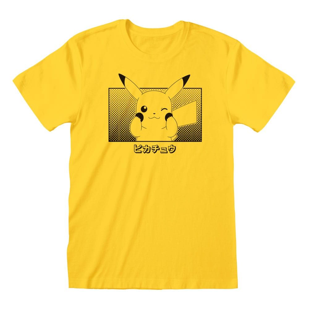 Pokemon T-Shirt Pikachu Katakana Size L Heroes Inc