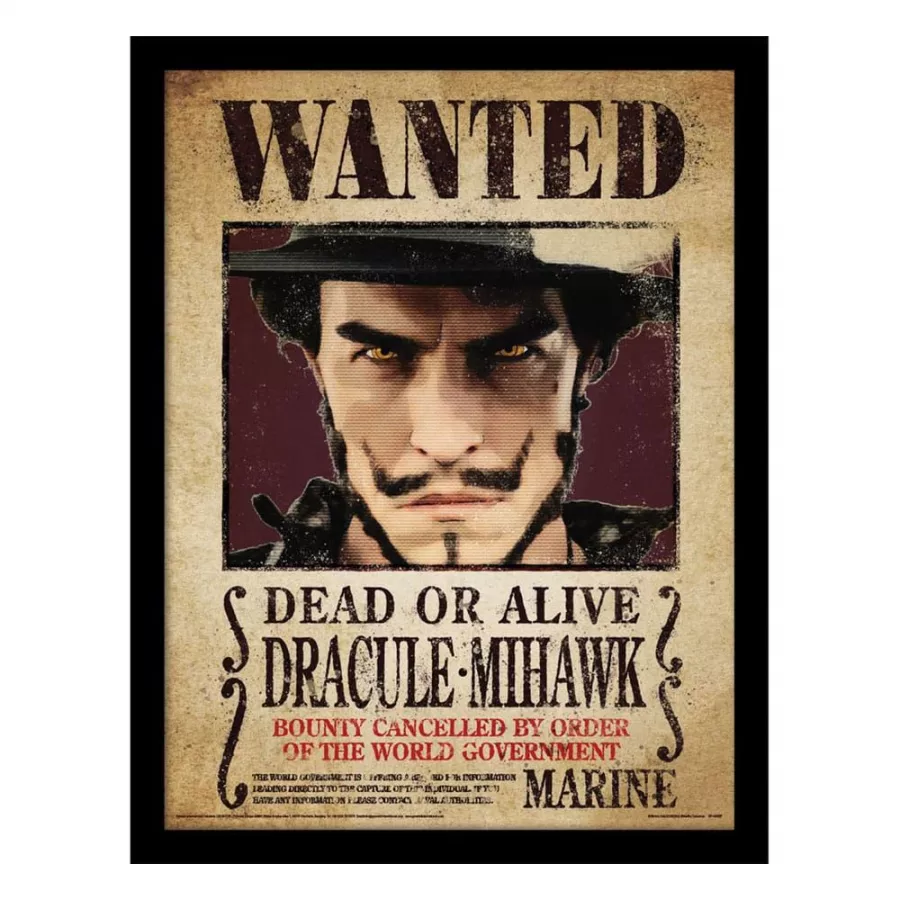 One Piece Collector Print Framed Poster Mihawk Wanted Pyramid International
