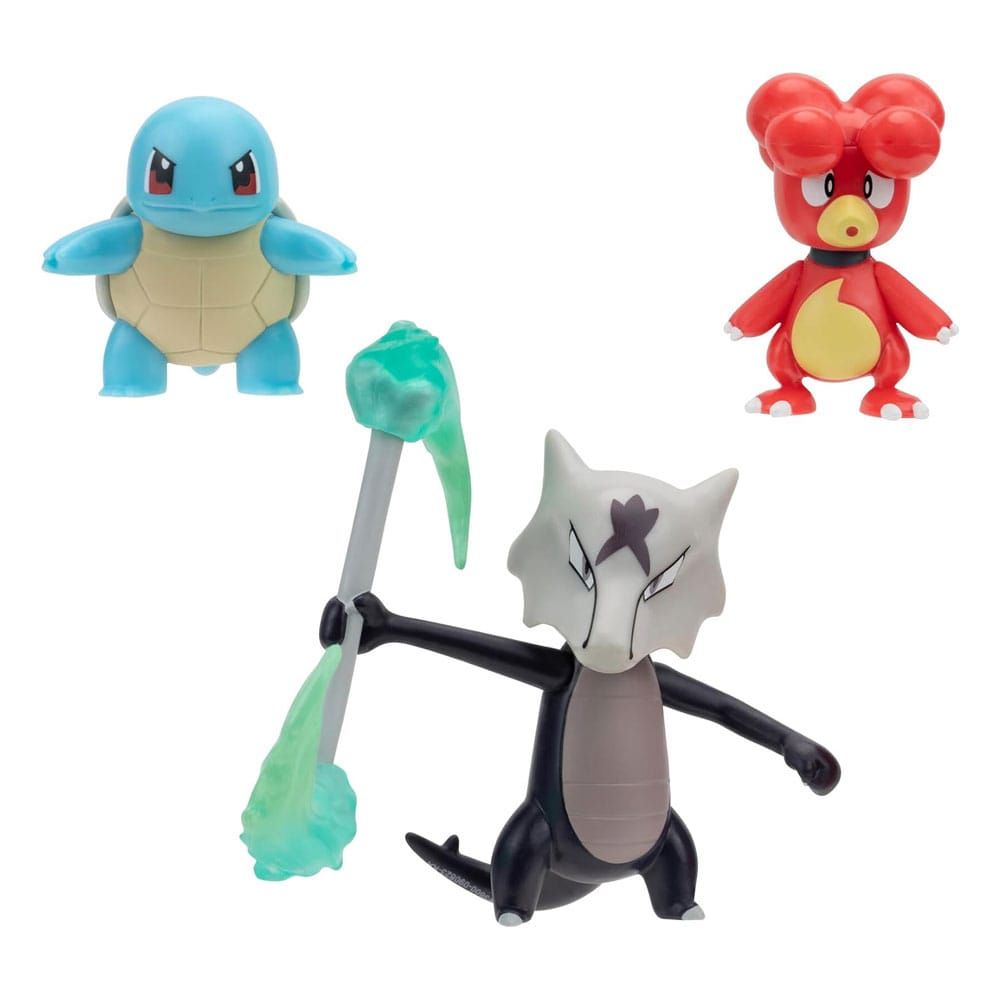 Pokémon Battle Figure Set 3-Pack Magby, Squirtle #4, Alolan Marowak 5 cm Jazwares