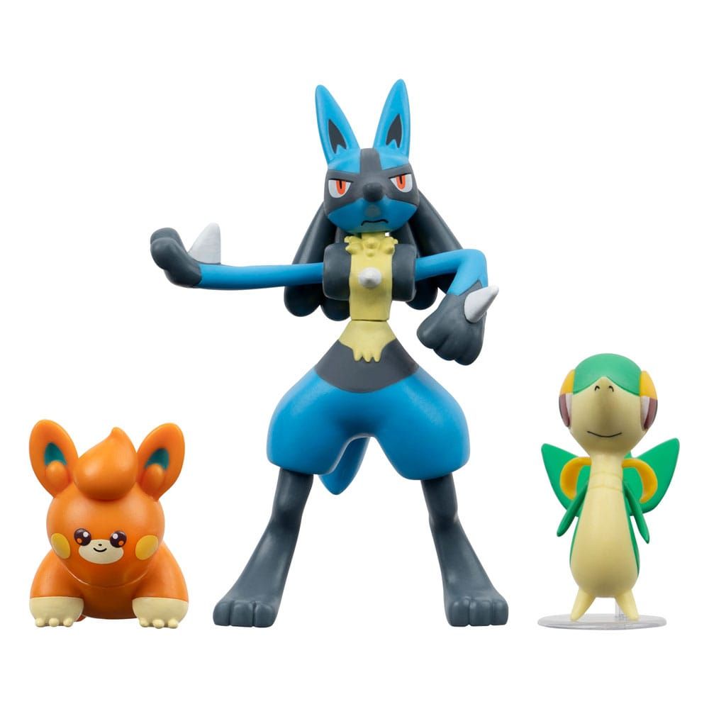 Pokémon Battle Figure Set 3-Pack Snivy, Pawmi, Lucario 5 cm Jazwares