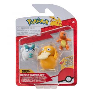 Pokémon Battle Figure Set 3-Pack Charmander #4, Galarian Darumaka, Psyduck 5 cm Jazwares
