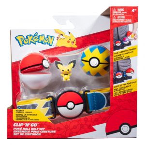 Pokémon Clip'n'Go Poké Ball Belt Set Poké Ball, Quick Ball & Pichu Jazwares