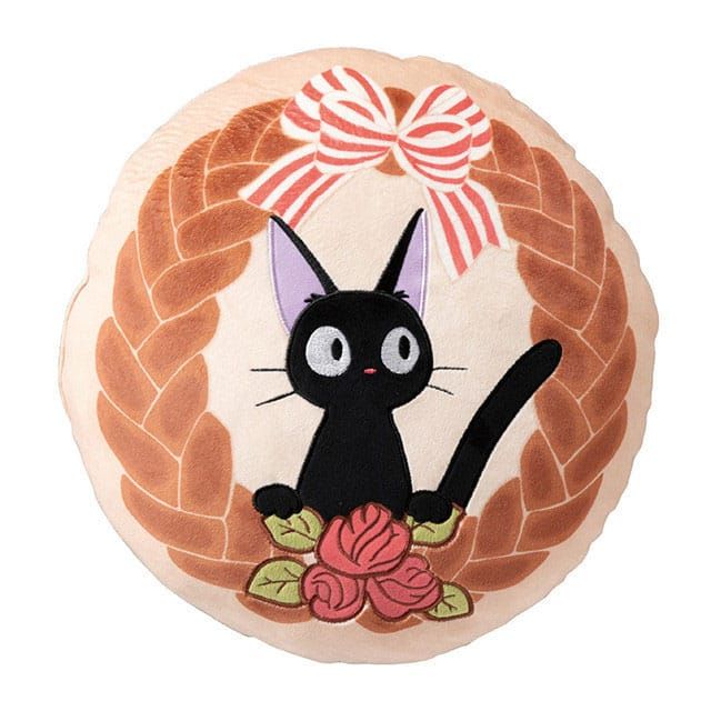 Kiki's Delivery Service Pillow Jiji Bread Wreath 35 x 35 cm Marushin