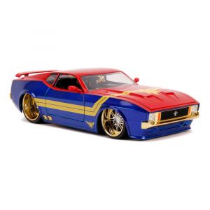 Marvel Hollywood Rides Diecast Model 1/24 1973 Ford Mustang Mach 1 with Captain Marvel Figure Jada Toys