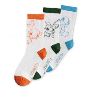 Pokemon Socks 3-Pack Charmander, Bulbasaur, Squirtle 43-46 Difuzed