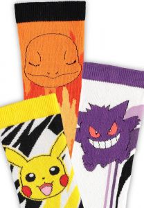Pokémon Socks 3-Pack Pikachu, Charmander, Gengar 39-42 Difuzed