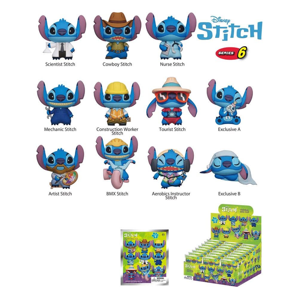 Lilo & Stitch PVC Bag Clips Stitch Series 6 Display (24) Monogram Int.