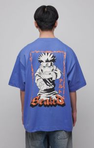 Naruto Shippuden T-Shirt Graphic Blue Size M
